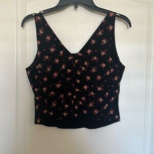tank blouse, size:small black with floral pattern
